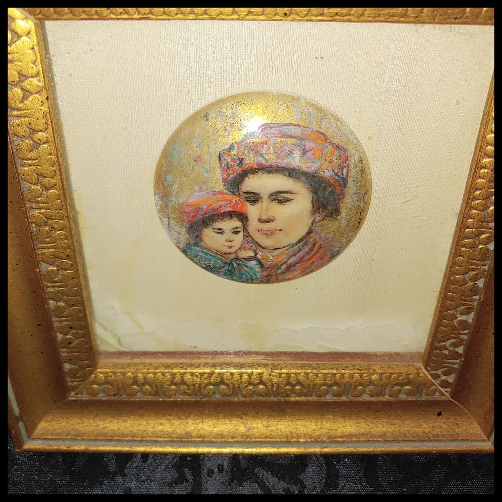 Edna Hibel Framed Porcelain Plaque *please read*